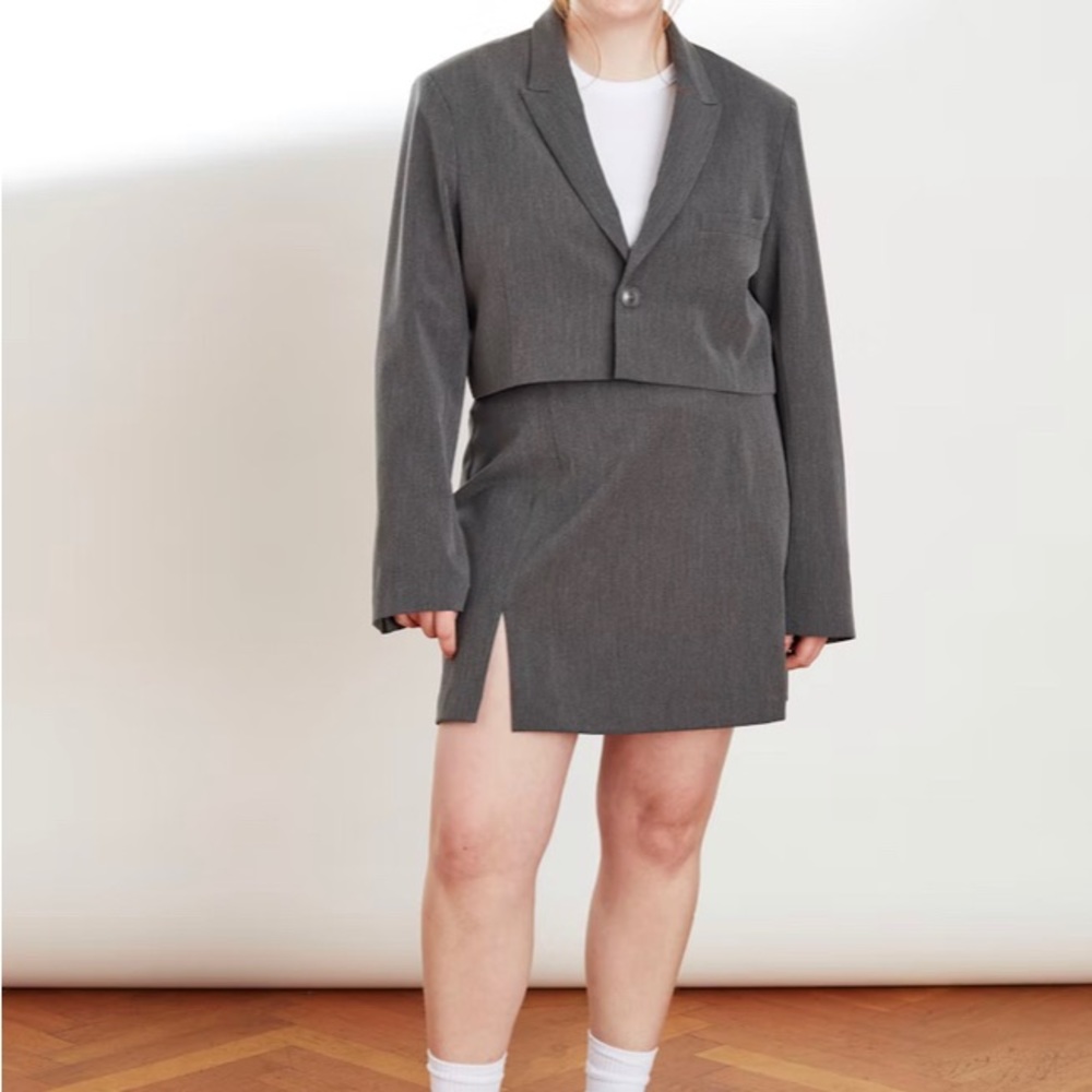 Djerf Avenue Gray Cropped Blazer